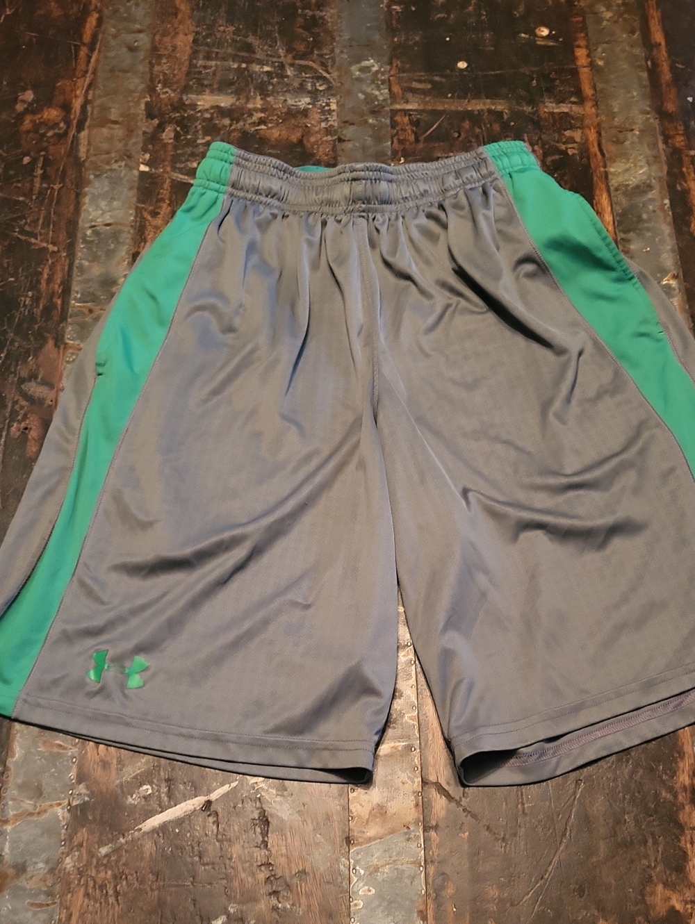 Under Armour Gray Athletic Shorts with Teal Side Panels